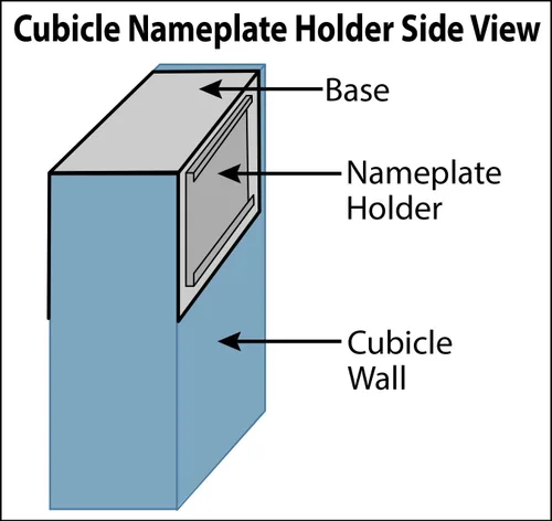 Vista 5 de The Original Over the Cube - Soporte para placa de identificación de cubículo intercambiable, base negra y soporte para placa de identificación