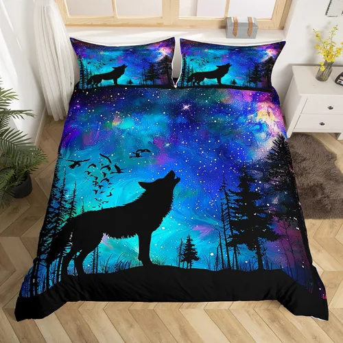 Vista 23 de Juego de funda de edredón con lazo de dibujos animados para niñas, tamaño individual, juegos de ropa de cama de princesa con lazo para niños, 2 Azul
