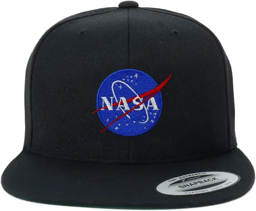 Vista 2 de Flexfit Oversize XXL NASA Insignia bordado estructurado Flatbill Snapback Gorra