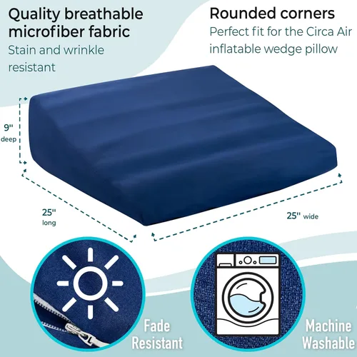 Vista 3 de Circa Air Funda de almohada de cuña – Funda de cama para cuña inflable (24 x 24 x 8) ultra suave, 100% microfibra con cremallera, lavable a máquina