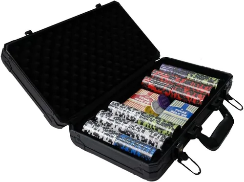 Vista 9 de THUNDERBAY Juego de fichas de póquer compuesto de arcilla de 10.58 oz de 0.48 oz con estuche de aluminio, dos barajas de cartas, un botón