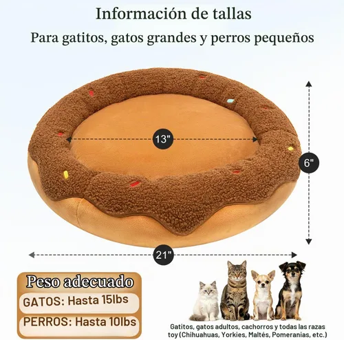 Vista 4 de Cama calmante para gatos de interior, cama lavable para mascotas A-Donut