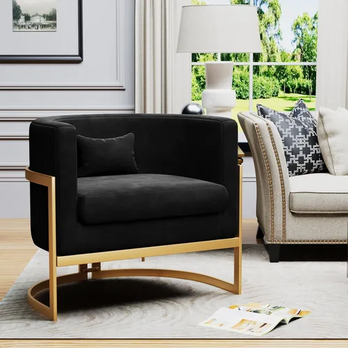 Vista 8 de Silla Decorativa Moderna de Cuero Sintético, Silla de Brazos Moderna y Confortable, Silla de Sofá Individual Tapizada para Sala de Estar