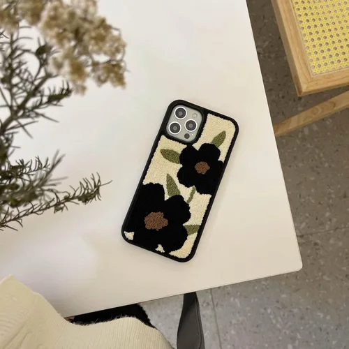 Vista 2 de Funda para teléfono con diseño floral negro compatible con iPhone 12 Pro Max de 6.7 pulgadas 2021, bonito diseño floral femenino, delgado y suave