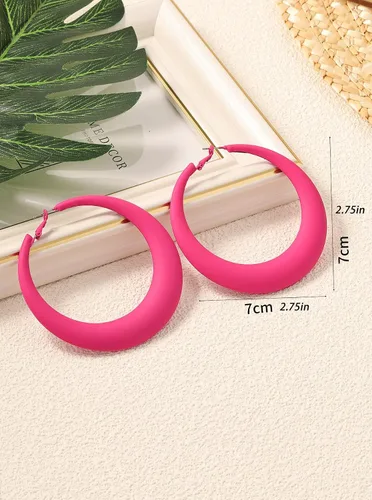 Vista 4 de Aretes de aro coloridos para mujer, aretes colgantes de neón de los años 80 y 90, aretes retro mate grandes, aretes gruesos exagerados, joyería Y2K