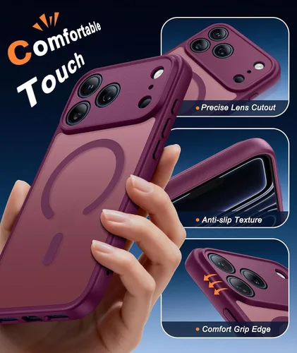 Vista 917 de FNTCASE Funda para iPhone 17 Pro: Fundas delgadas translúcidas de color azul claro compatibles con MagSafe, protección completa de la cámara