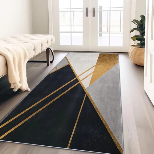 Vista 2 de Runners Rug for Hallways 2'x5' Non Slip Indoor Outdoor Runner Rug for Entryway, Retro Geometric Lines Printed Faux Wool Floor Washable Carpet Runner
