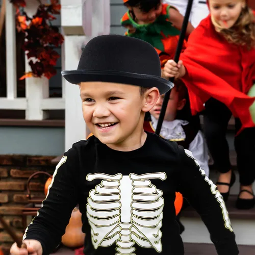 Vista 6 de Funny Party Hats Sombrero de boliche – Sombrero Derby negro para niños – Sombrero de fieltro – Talla única – Gorros unisex para niños