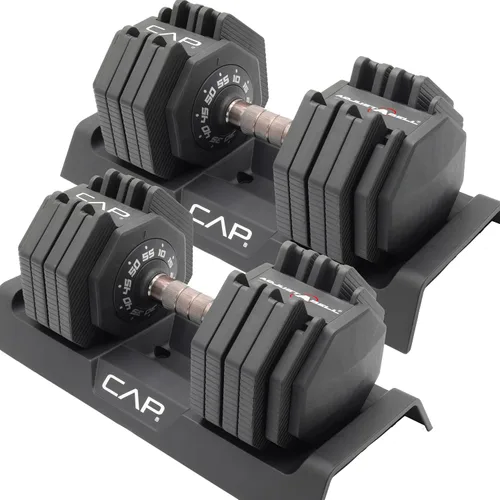 Vista 14 de CAP ADJUSTABELL - Juego de mancuernas ajustables de selección rápida de primera calidad para entrenamiento de fuerza, individuales y pares, 12.5