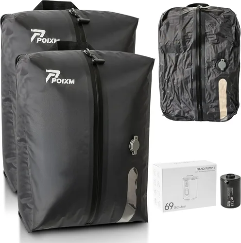 Vista 9 de Bolsas de vacío para viajes con bomba, bolsa reutilizable para ahorrar espacio, cubos de embalaje al vacío impermeables IP67 para maletas de viaje