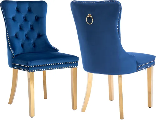 Vista 78 de Juego de 2 sillas de comedor de terciopelo beige, modernas sillas de cocina tapizadas