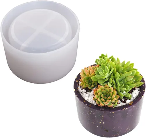 Vista 7 de Molde redondo de resina para maceta, molde de resina cilíndrica de silicona, para bricolaje, macetas de jardinería, manualidades, decoración