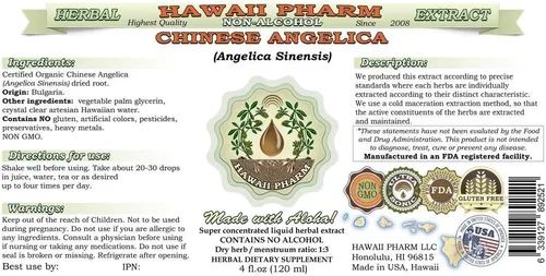 Vista 2 de Hawaii Pharm Angélica - Extracto líquido chino sin alcohol, Angelica (Angelica Sinensis) Suplemento herbario natural de glicerita de raíz seca, 2