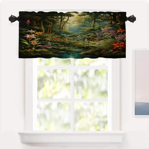 Vista 25 de Shrahala Blue Bright Blackout Curtain Tiers, Colorful Acrylic Paint Pour Abstract Design Kitchen Valance Light Blocking Tier Drapes with Rod Pocket