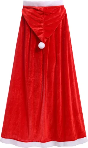 Vista 6 de IMEKIS Trajes familiares de Navidad a juego para mujeres, vestido a cuadros con capa, para Halloween, cosplay, Papá Noel