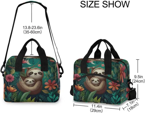 Vista 3 de Blueangle Lindas bolsas de almuerzo de perezosos para mujeres y hombres, bolsa de almuerzo, lonchera térmica resistente al agua, bolsa de almuerzo