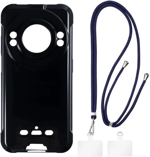 Vista 9 de Estuche y cordón para Ulefone Power Armor 16S - transparente+negro Funda transparente + cordón azul