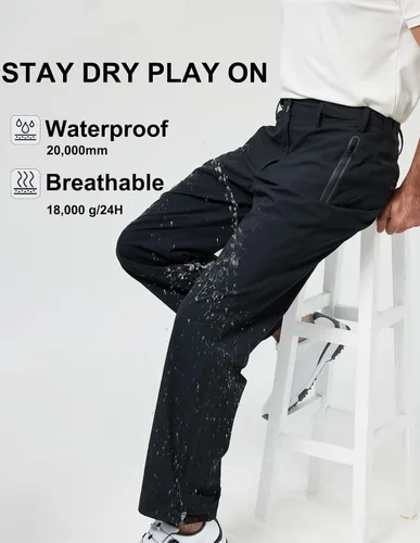Vista 4 de Pantalones de golf para hombre, impermeables, cómodos, ligeros, transpirables, con bolsillos