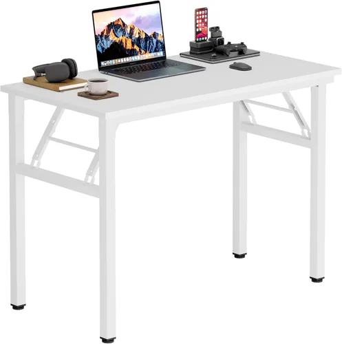 Vista 31 de Need - Escritorio plegable de 31 1/2" sin ensamblaje, mesa pequeña para computadora, escritorio robusto y resistente para espacios pequeños, marco