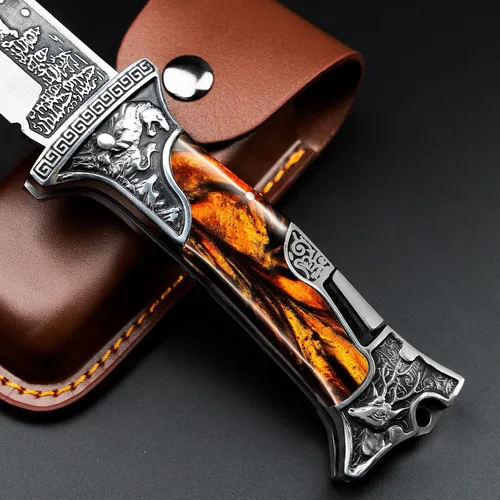 Vista 3 de NedFoss TIGER ROAR - Cuchillo de bolsillo de regalo para hombres, papá