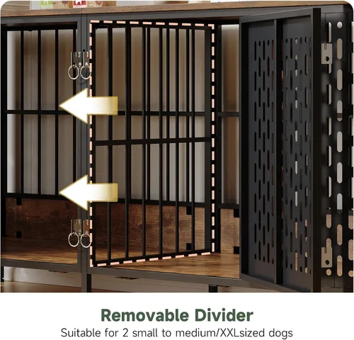 Vista 5 de Muebles dobles del cajón del perro de 71", muebles grandes de la perrera del perro