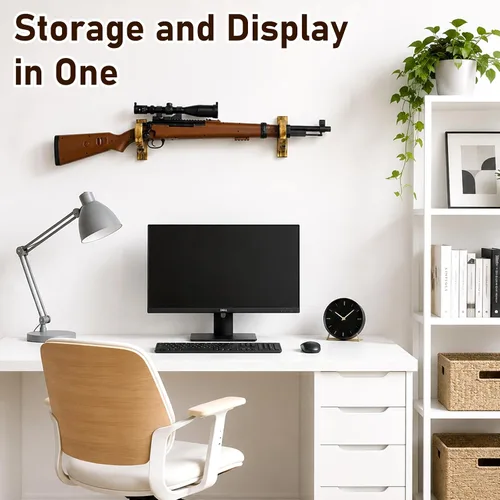 Vista 6 de Gun Rack for Wall - Wooden Gun Wall Mount with Foam Padding,Holds 30lb,Single Rifle & Shotgun Display Hanger for Ideal Gift for