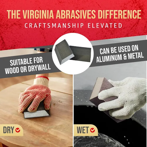 Vista 5 de Virginia Abrasives Bloques de esponja de lijado, almohadillas de espuma de grano medio de ángulo único de 5 x 3 x 1 pulgada para madera, paneles