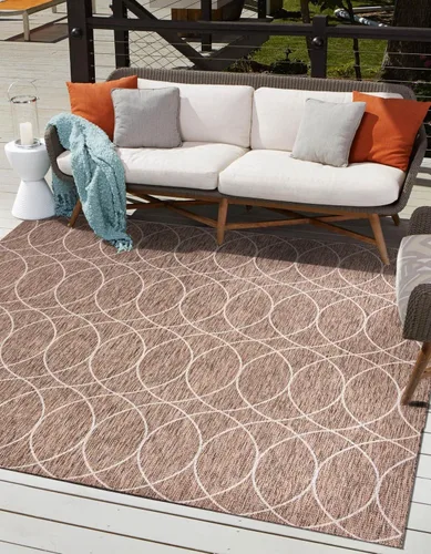 Vista 41 de Unique Loom Outdoor Trellis Collection - Alfombra de área (10 pies, redonda, verde/marfil)