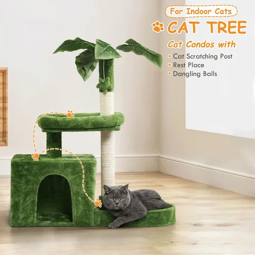 Vista 2 de Colección Athena - Pequeño Árbol para Gatos con Torre y Rascador, Árbol para Gatos Moderno y Bonito de 32 Pulgadas con Confortable Nido, Bola