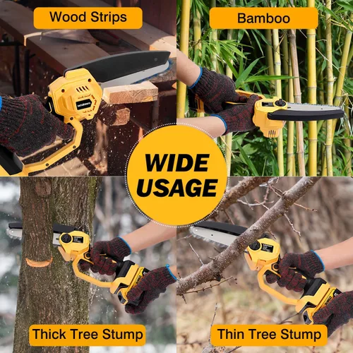 Vista 4 de bellaDimora Motosierra Mini Inalámbrica de 6 Pulgadas Compatible con Batería DeWalt 20V MAX (Batería No Incluida), Motosierra Eléctrica de Mano