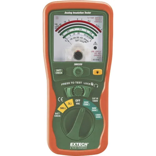 Vista 5 de Extech Probador de aislamiento digital compacto MG310 Resistencia de aislamiento a 2000 MOhm, voltajes de prueba 250/500/1000V, LCD dual, función