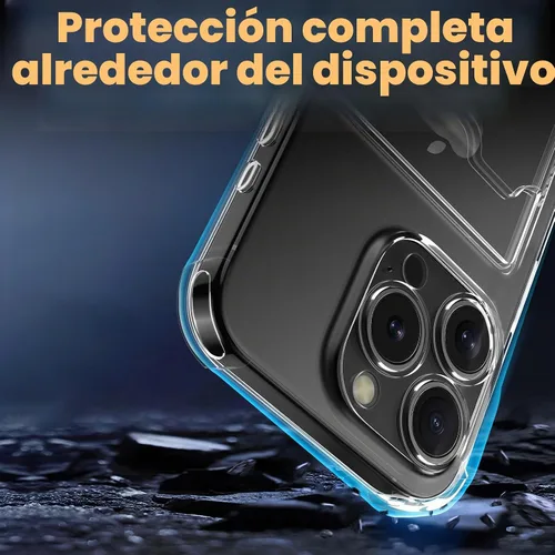 Vista 4 de Funda compatible con iPhone 13 con tarjetero, funda tipo cartera, transparente, delgada, suave, protectora a prueba de golpes, antiarañazos, funda