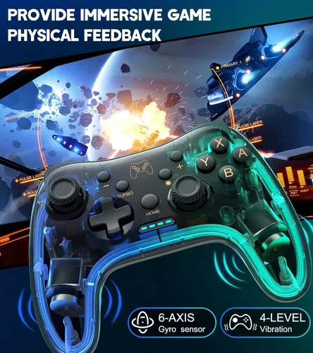 Vista 6 de Switch Controller Compatible with Nintendo SwitchLiteOLED & PCAndroidIOS, Switch Pro Controller With RGB Breathing LED, Switch Controllers Remote