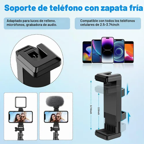 Vista 4 de Victiv - Trípode para teléfono de 1.78 metros (70 pulgadas), trípode para iPhone con control remoto y soporte para teléfono, resistente y estable