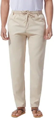 Vista 17 de Pantalones casuales de lino de algodón para hombre, pantalones sueltos de playa, pantalones largos de yoga ligeros