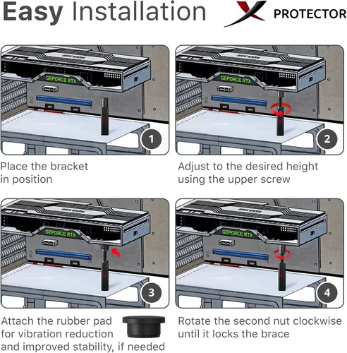Vista 7 de X-Protector Soporte de GPU – Soporte grande de GPU de 2.9 pulgadas – 5 pulgadas – Soporte de GPU premium con almohadilla de goma – Soporte de GPU