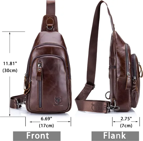 Vista 75 de LUKZIJAES Bolso bandolera de cuero genuino para hombre