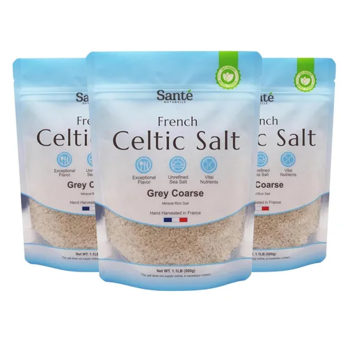Vista 10 de Sante Naturelle Sal Celtica Grisa Gruesa - 1.1 lb (18 oz) Sal marina francesa sin refinar orgánica, rica en más de 82 minerales, 100% natural