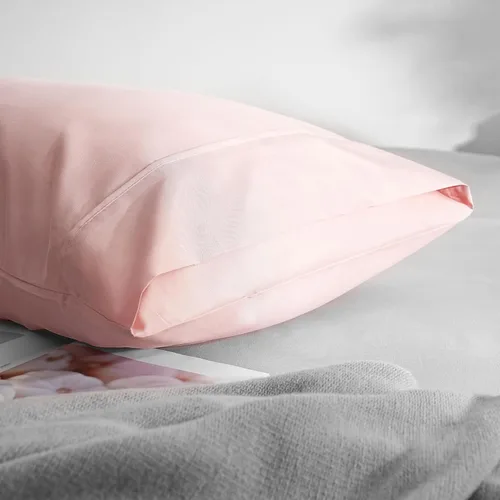 Vista 8 de Juego de 2 fundas de almohada tamaño Queen, color rosa, cierre de sobre, fácil ajuste para todas las estaciones, material suave y transpirable