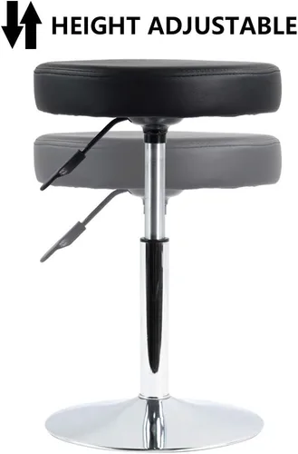 Vista 5 de FURWOO Black Short Shop Stool - Taburete giratorio de altura ajustable para oficina, spa, salón, manicura y estaciones de tatuaje, pequeño