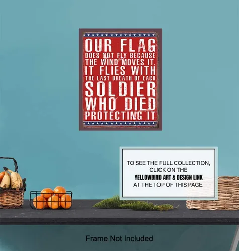 Vista 6 de Bandera estadounidense patriótica militar para decoración del hogar, decoración de habitación, arte de pared – Regalo para veterano estadounidense