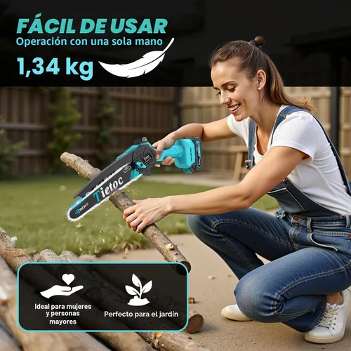 Vista 9 de Mini motosierra inalámbrica, portátil de 8 y 6 pulgadas, motosierra eléctrica portátil a batería, con 2 baterías y aceite automático, regalos