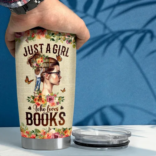 Vista 5 de SANDJEST Vaso Tumbler de Libros 20oz Just A Girl Who Loves Books Tumblers Taza de Viaje para Café Regalos para Amantes de los Libros para Mujeres