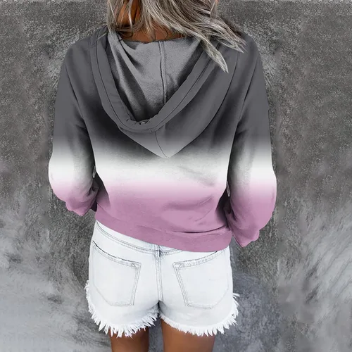 Vista 105 de Sudaderas con capucha para mujer, con cuello de botón, sin botones, con cordón, manga larga, lindas, ropa para adolescentes y niñas