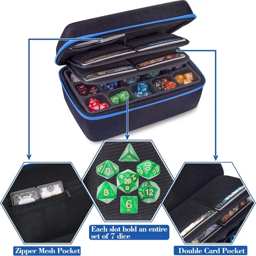 Vista 2 de SIQUK Estuche de Almacenamiento de Dados de Gran Capacidad Caja de Dados con Bandeja Ranurada Extraíble Doble y Asa, Organizador Soporte de Dados