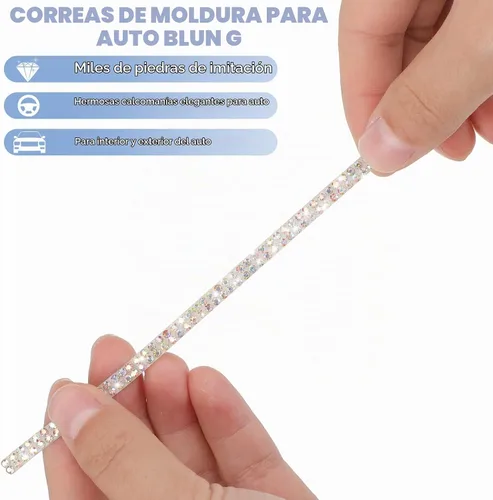 Vista 3 de Kingdder Moldura Brillante para Auto de 16.4 Pies Autoadhesiva con Cristales de Strass Brillantes Accesorios de Interior y Exterior de Auto