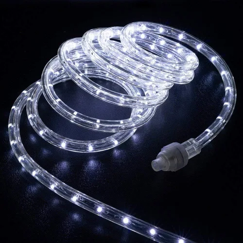 Vista 9 de Cuerda de luz LED blanca fría de 150 pies con 1656 luces LED, 8 modos de 1/2 pulgada de grosor, controlador conectable al aire libre, permanente