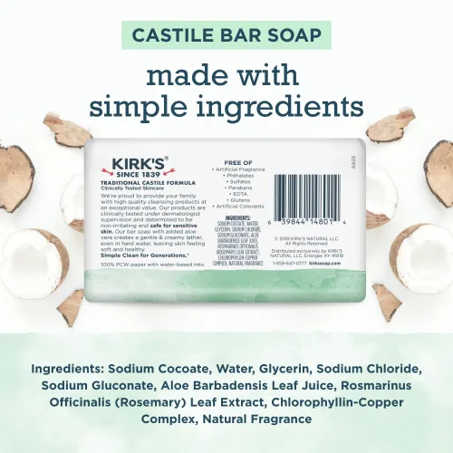 Vista 2 de Original Coco Castile jabón con aloe vera de Kirk