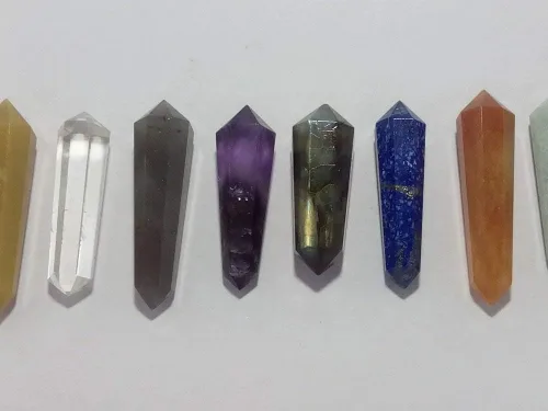 Vista 5 de WholesaleGemShop Hermoso lote de diez piedras preciosas con doble terminación de lápiz de cristal curativo para hombres y mujeres Feng Shui Reiki