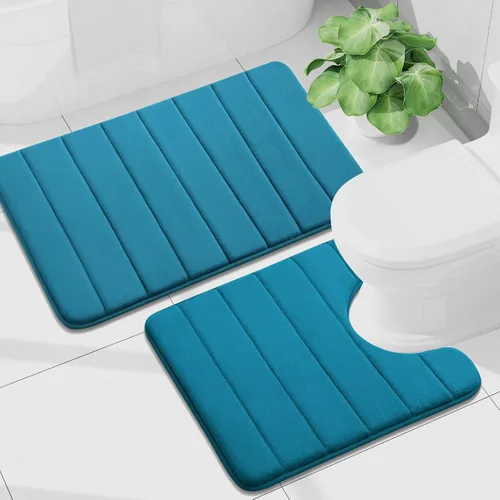 Vista 61 de Buganda Juego de 2 alfombras y tapetes de baño de espuma viscoelástica, lavables a máquina, suaves, antideslizantes, absorbentes, para baño, ducha